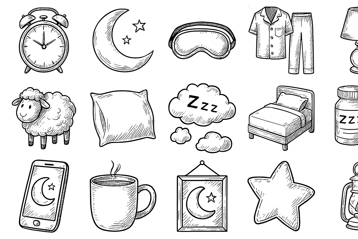 Bedtime and Sleep Icons, an Object Graphic by nikagraphic (Photo 2 of 3)