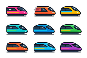 Colorful modern train designs, a Technology Illustration by ZinetroN