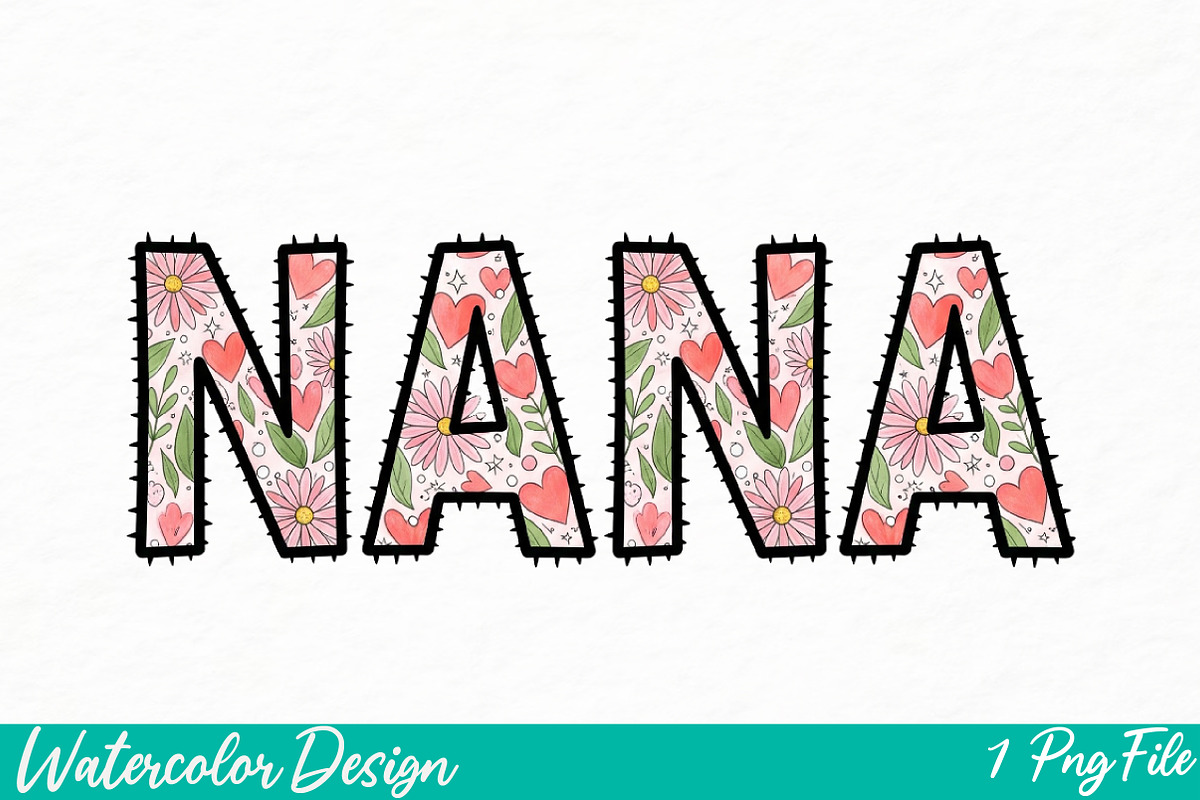 Boho Floral Nana PNG, an Illustration by Watercolor design (Photo 1 of 3)