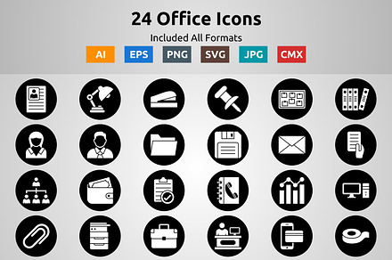 Line Circle Inverted Office Icons
