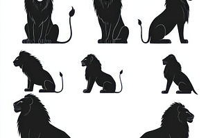 Majestic Lion Silhouettes in Various, an Animal Photo by Pixeness Studio