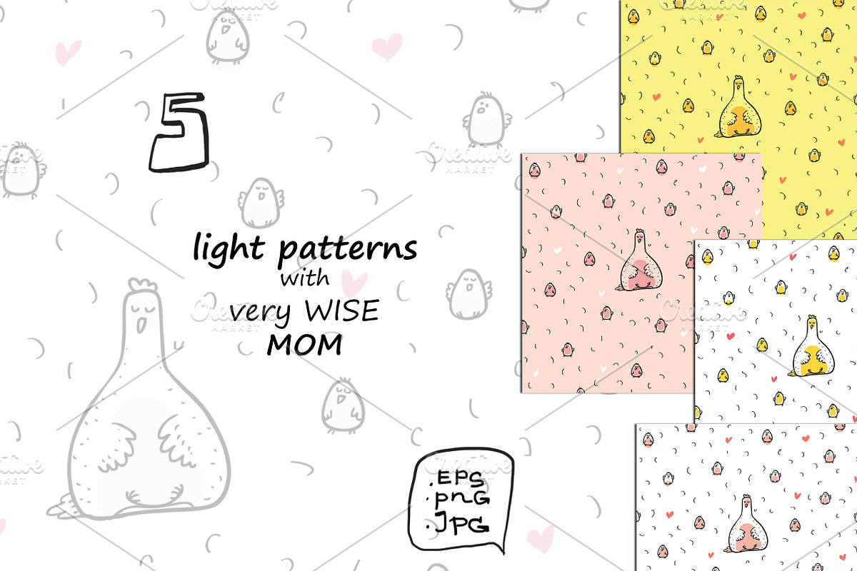 Wise Hens - 32 patterns+print, an Animal Illustration by Zooza Art (Photo 6 of 10)