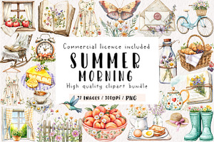 Summer Cottagecore Morning Clipart, an Illustration by CreationArt