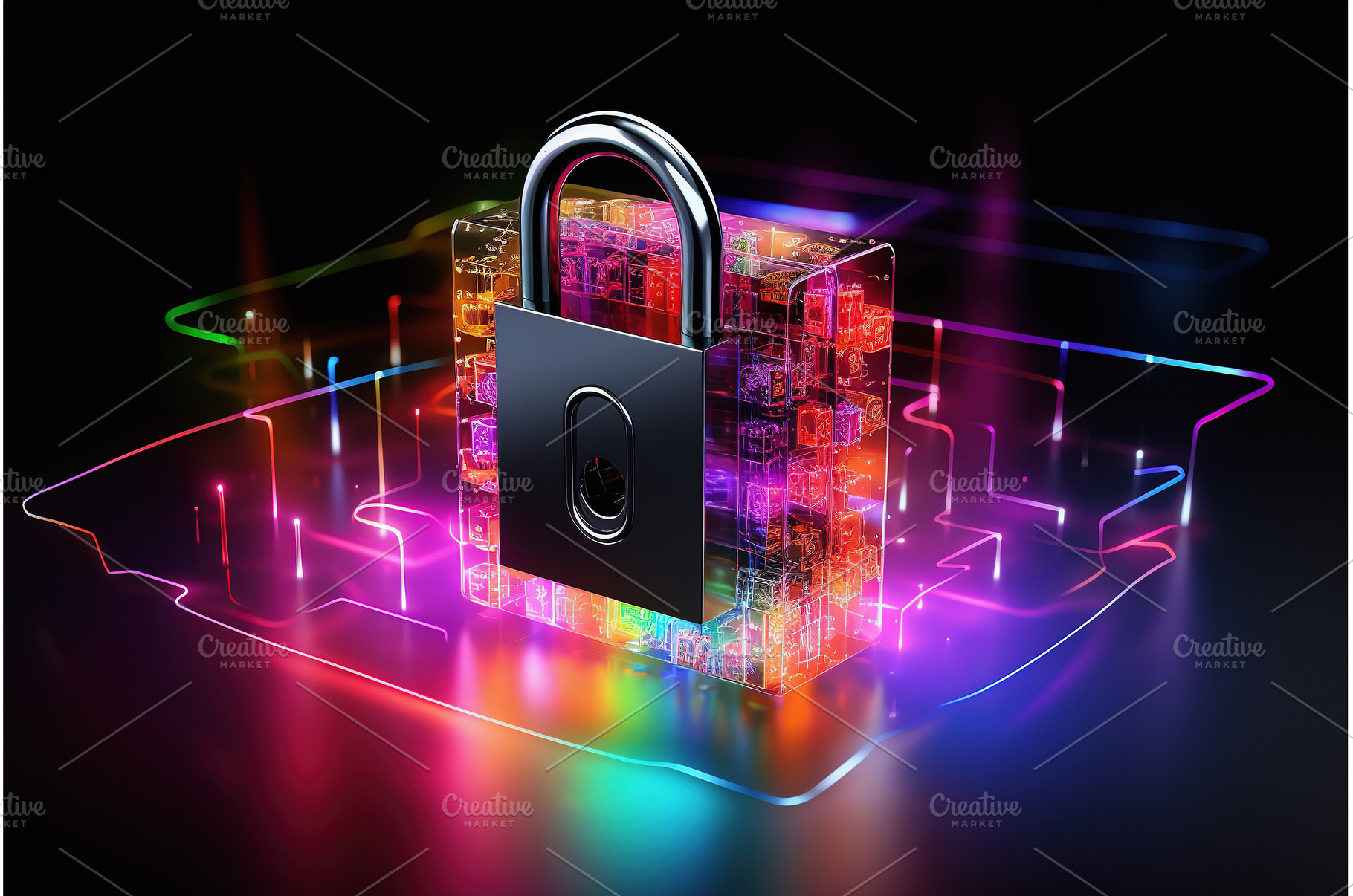 Padlock on digital data background, a Technology Photo by Lermont51