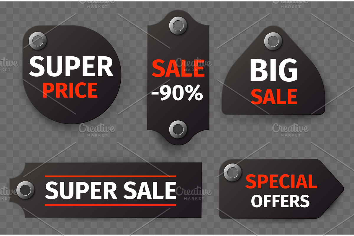 Discount labels. Sale stickers, an Object Illustration by Vectorbuum
