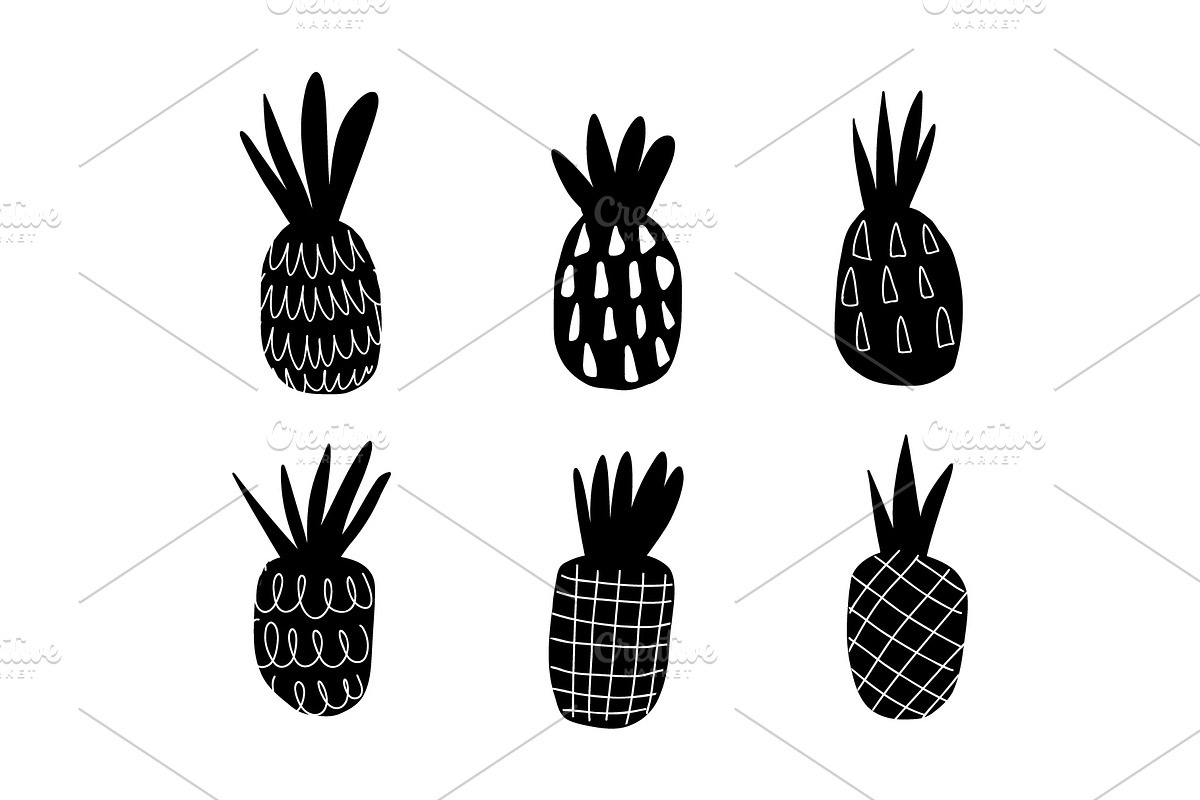 Hand drawn Pineapple Set, a Decorative Illustration by DikayaMiau (Photo 2 of 7)