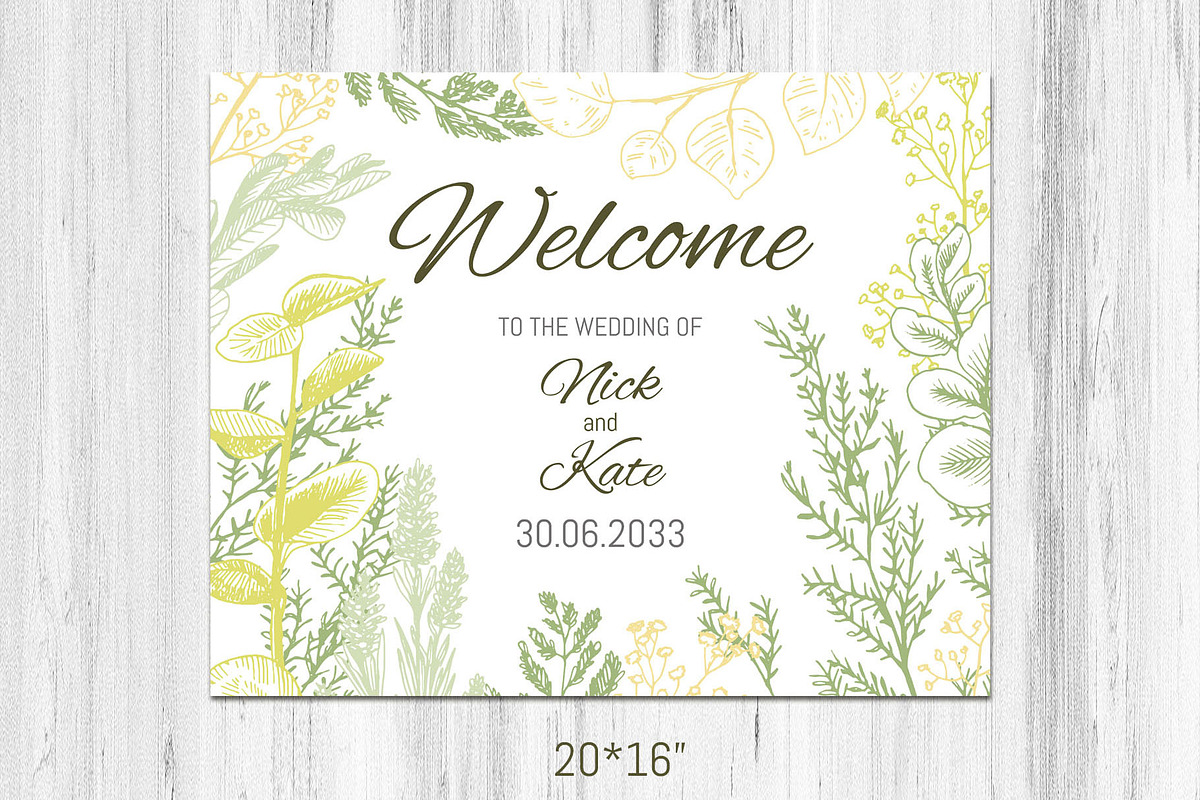 Wedding collection. Green herbs, an Invitation Template by Alena Kaz (Photo 8 of 8)