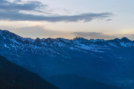 Sunset summer mountain panorama landscape. View from Timmelsjoch, a Nature Photo by YuriyB