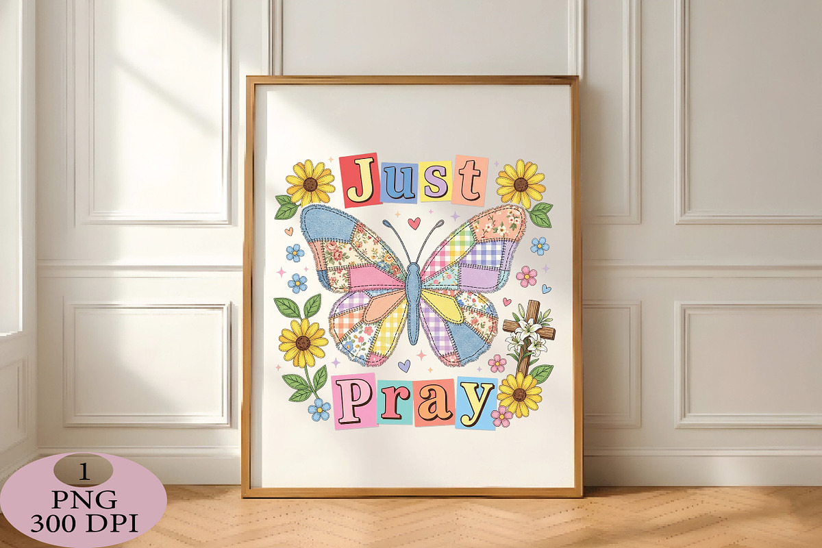 Just Pray Faux Quilted Religious PNG, an Illustration by Daily.Designs (Photo 4 of 5)