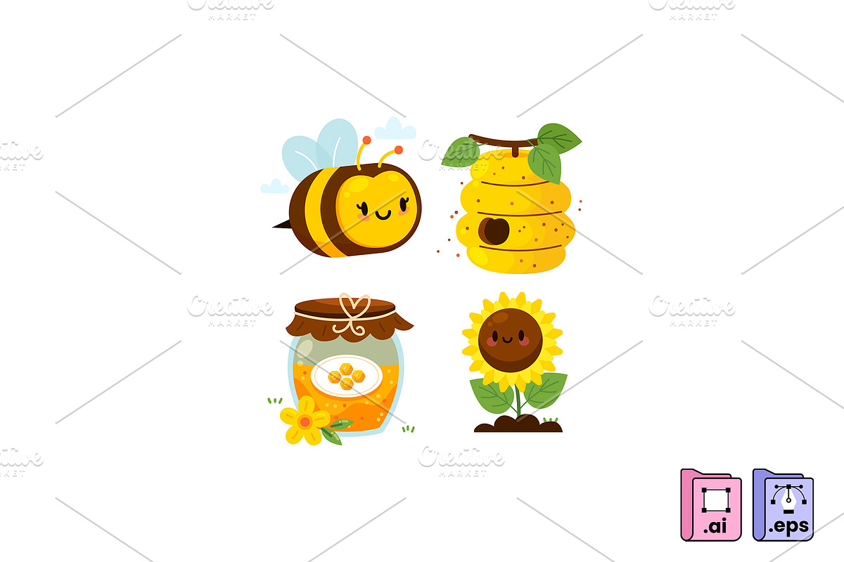 Sweet Honey Bee Elements, an Animal Illustration by MISS CHATZ (Photo 2 of 3)