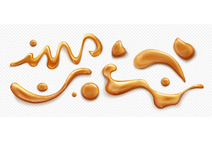 Caramel sauce syrup realistic, a Food Illustration by art PVP - market