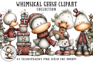 Whimsical Geese Clipart Bundle, an Illustration by OK Design
