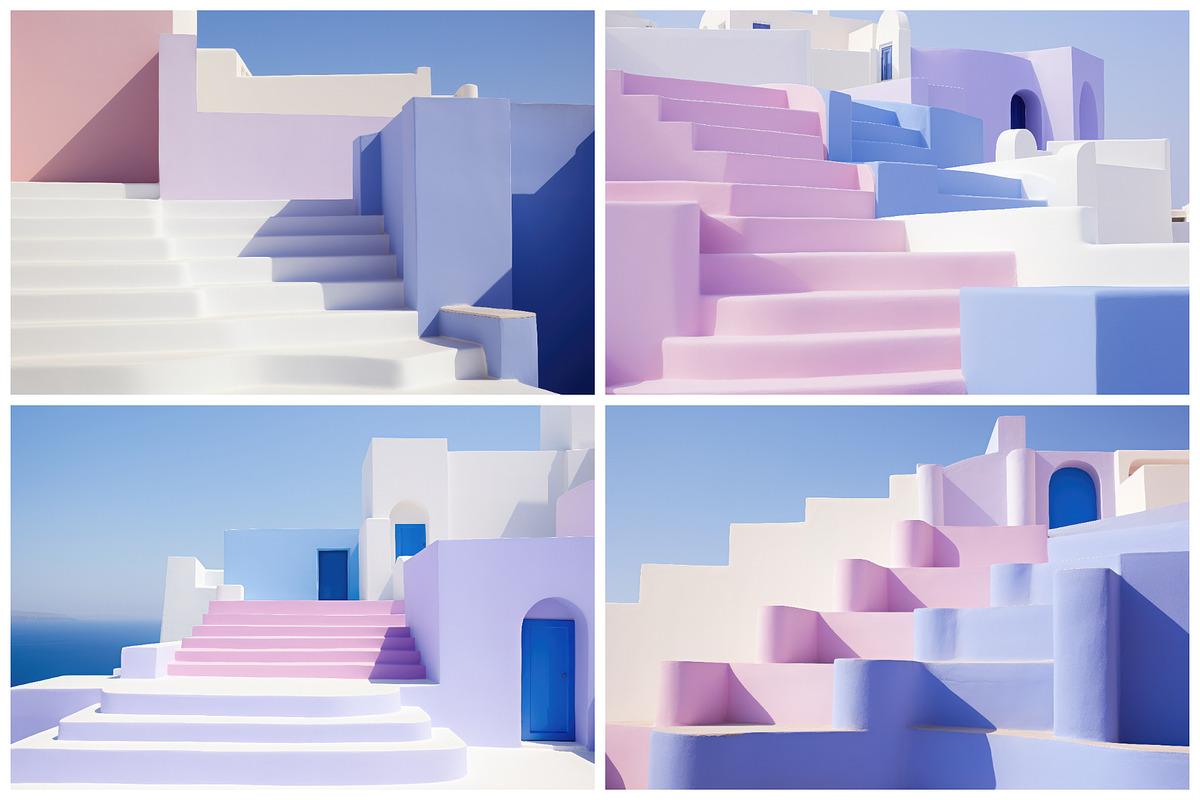 32 Santorini Stairs Illustrations, a Wallpaper Graphic by HipFonts (Photo 2 of 9)