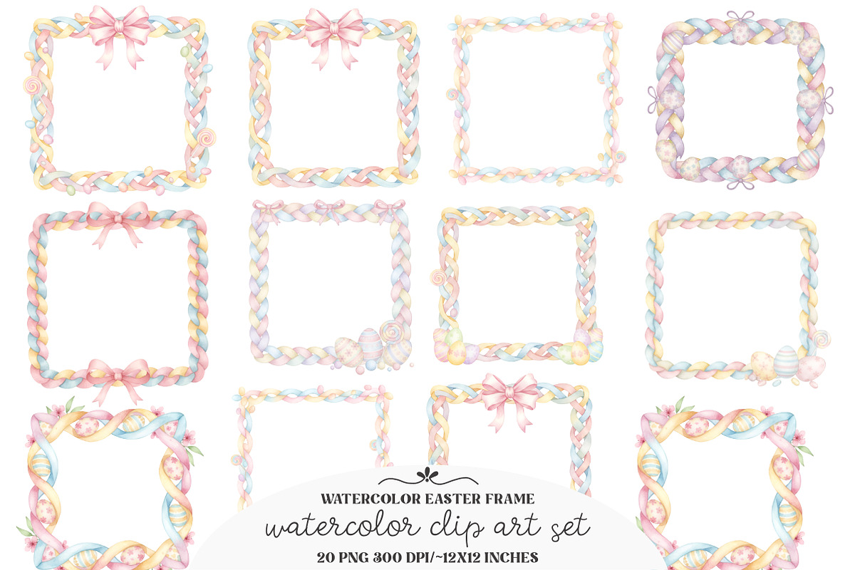 Watercolor Easter Frame Clipart, an Illustration by GatewayDesign (Photo 1 of 3)