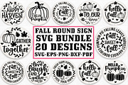 Fall Round Door hanger SVG Bundle, a Graphic by Designer302 (Thumbnail 2 of 23)