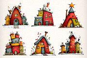 Whimsical Christmas House Clipart, an Illustration by Dream Creation (Thumbnail 3 of 7)