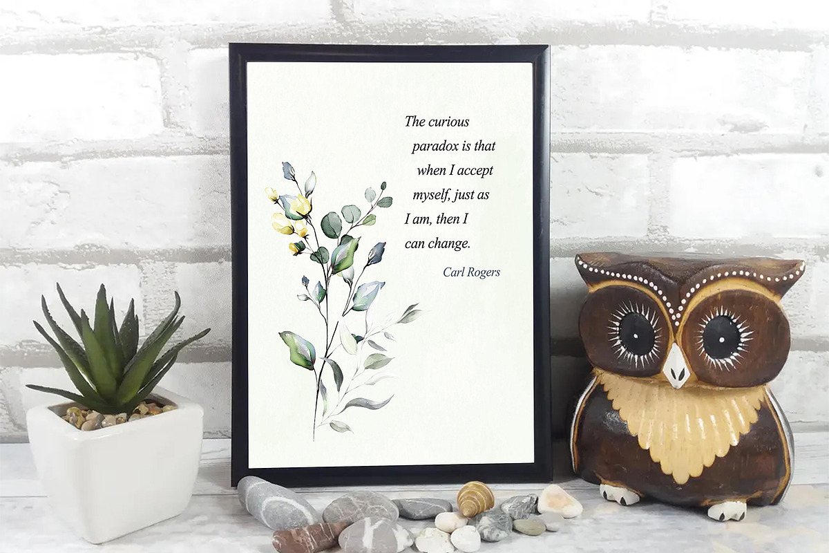 Watercolor Floral Carl Rogers Quote, a Poster Template by DesignDevisers (Photo 2 of 4)