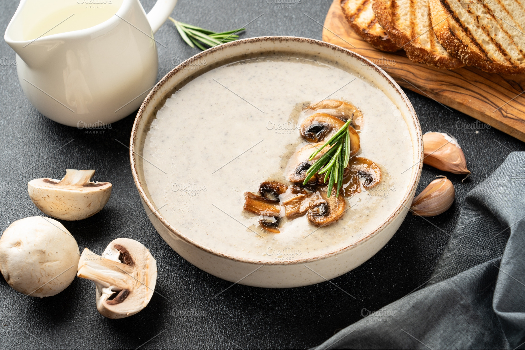 Mushroom soup puree on white kitchen, a Food & Drink Photo by Nadia-nb