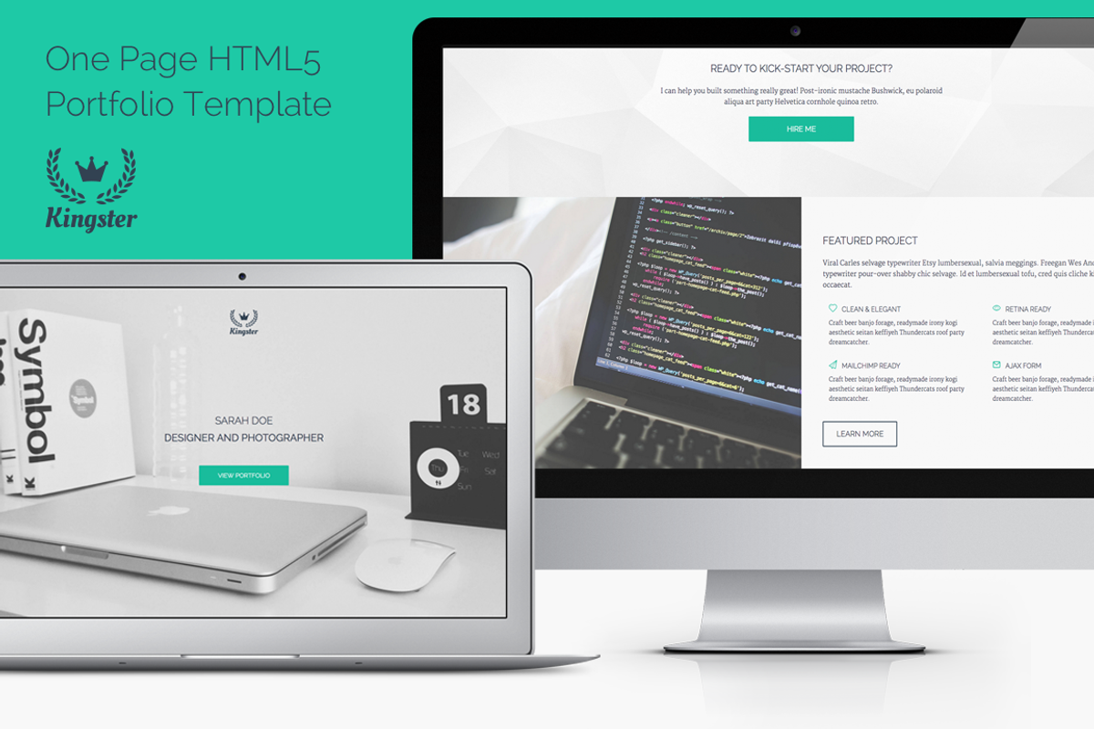 Kingster - One Page HTML5 Portfolio, a HTML Template by Pixelosaur (Photo 2 of 4)