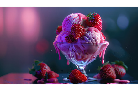 creamy strawberry icecream ai, a Background Photo by pikepicture