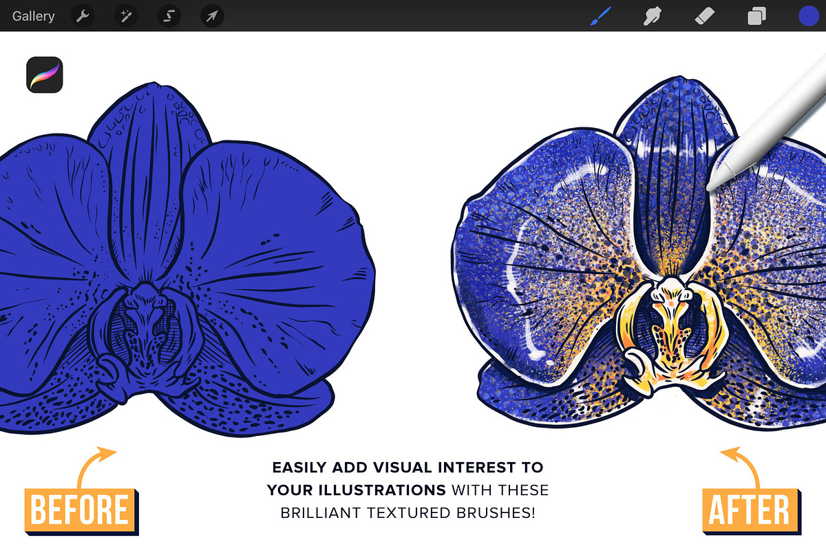 33 Textured Finish Procreate Brushes, a Brush Add-On by Riveros Illustration (Photo 4 of 10)