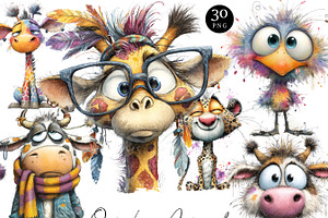 Quirky Funny Animals Clipart, an Animal Illustration by Design Scotch