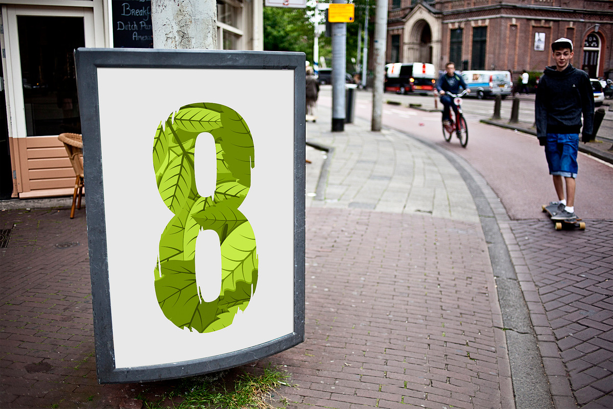 Green Leaves Alphabet [Vector], an Object Graphic by Chuhastock (Photo 6 of 8)