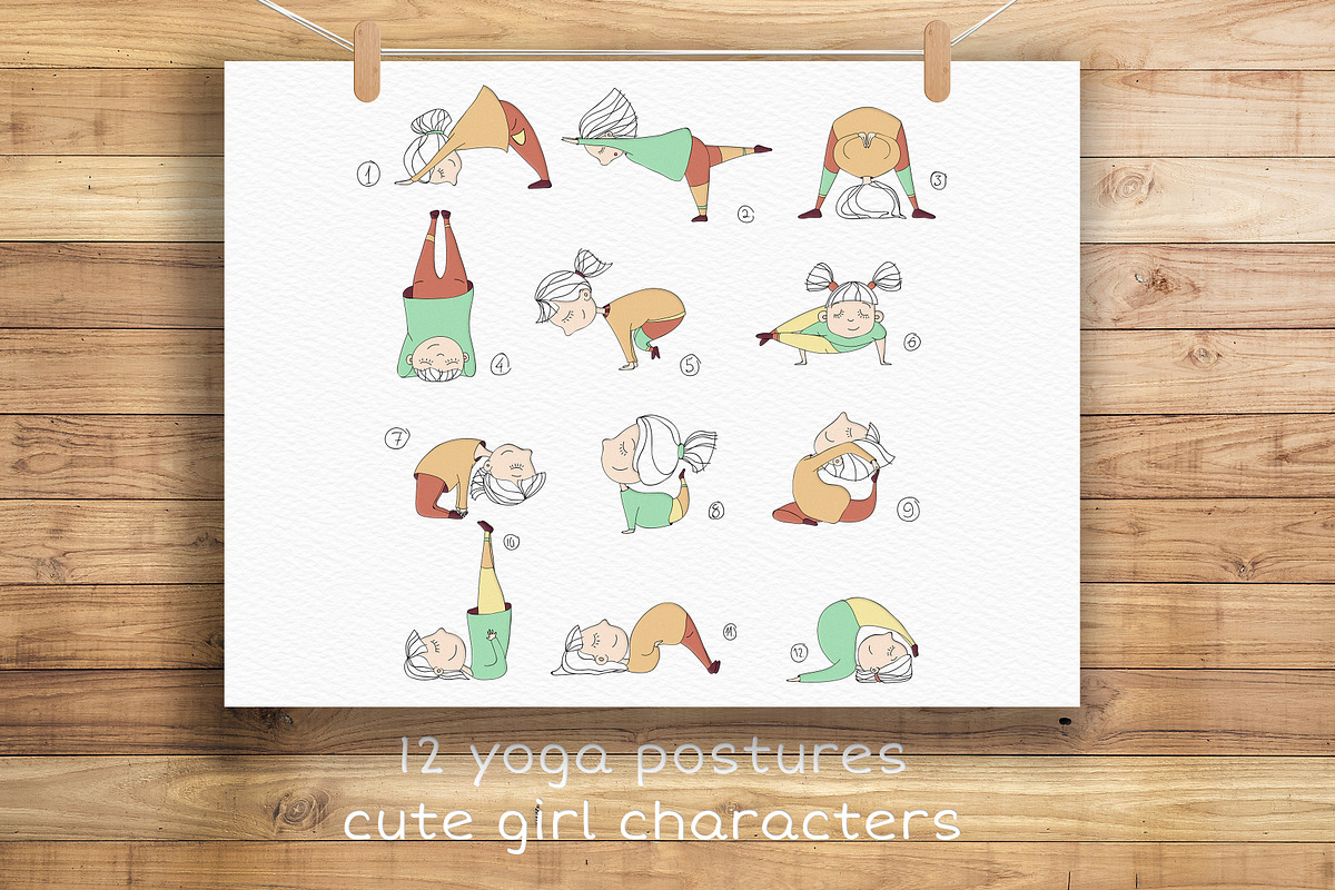 Yoga Poses with Cute Girl Character, an Object Graphic by CARROTDESIGN (Photo 1 of 4)