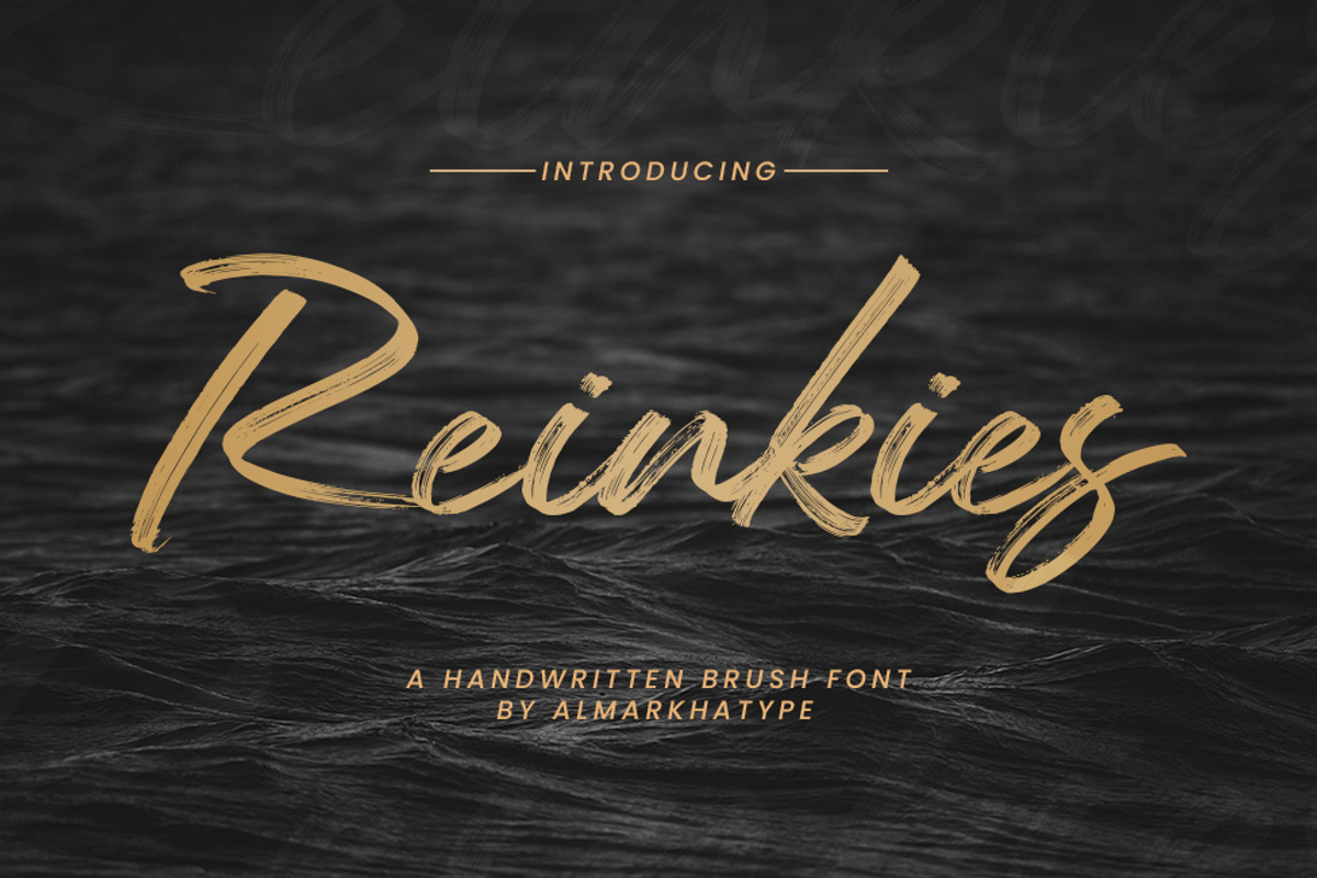 Reinkies - Authentic Brush Script, a Script Font by Almarkhatype (Photo 1 of 10)