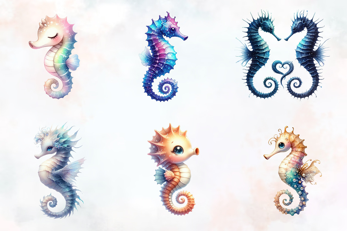 Seahorse Watercolor ClipArt's, an Illustration by RobertsArt (Photo 2 of 7)