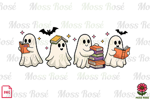 Bookish Ghosts Reading PNG Bundle, a Graphic by Moss Rose