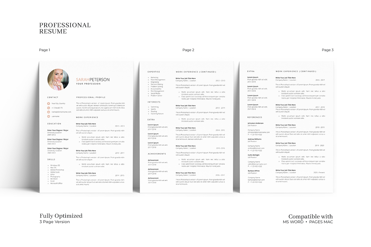 Teacher Resume Template with Photo, a Resume Template by GraphicFlava (Photo 3 of 8)