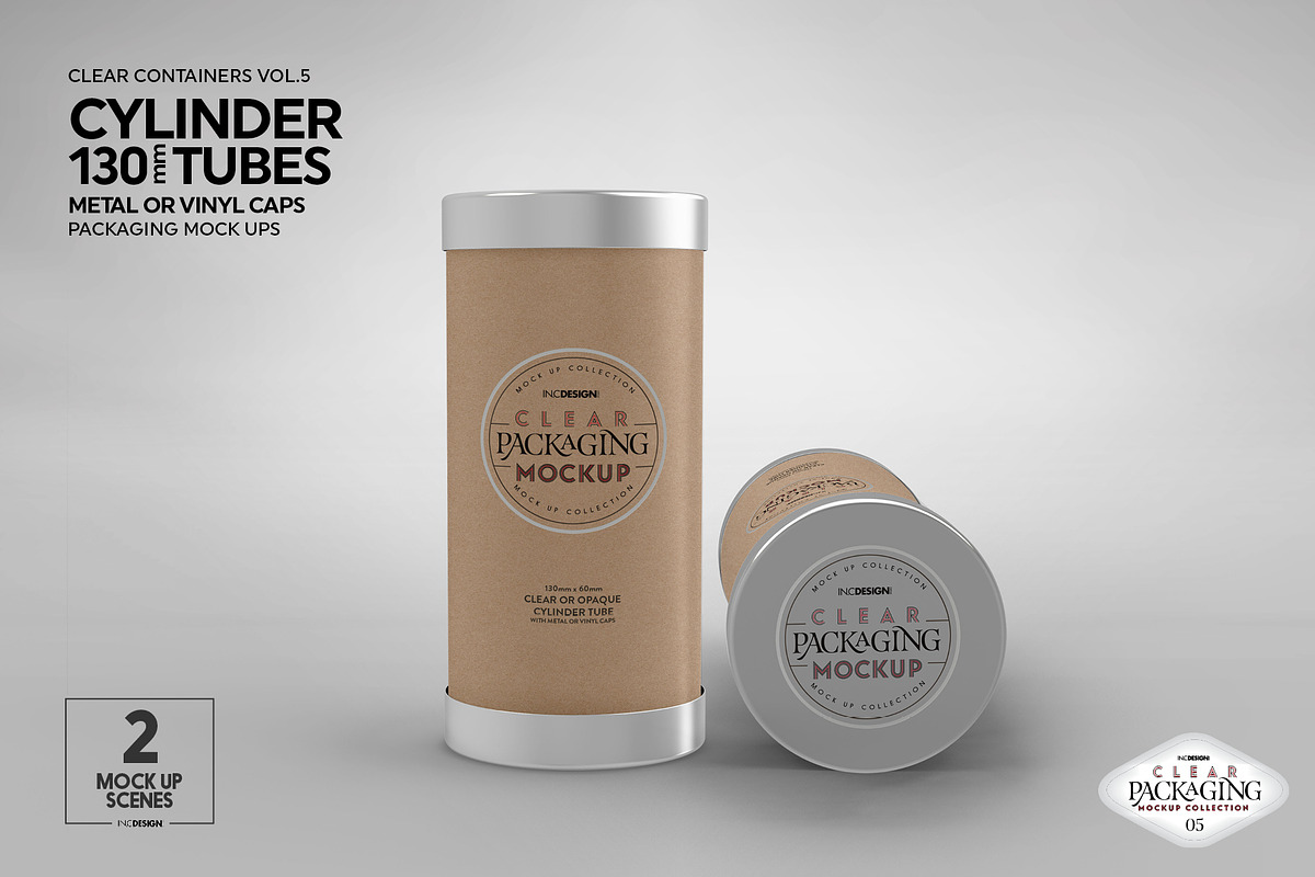 130mm Cylinder Tube Packaging Mockup, a Cups & Container Mockup by INCDesign (Photo 8 of 15)