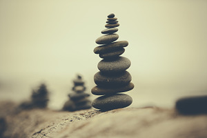 Stacked rocks on the beach stock photo containing beach and washington