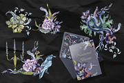 Dark floral watercolor clipart, an Illustration by Kate Lanbina (Thumbnail 7 of 19)