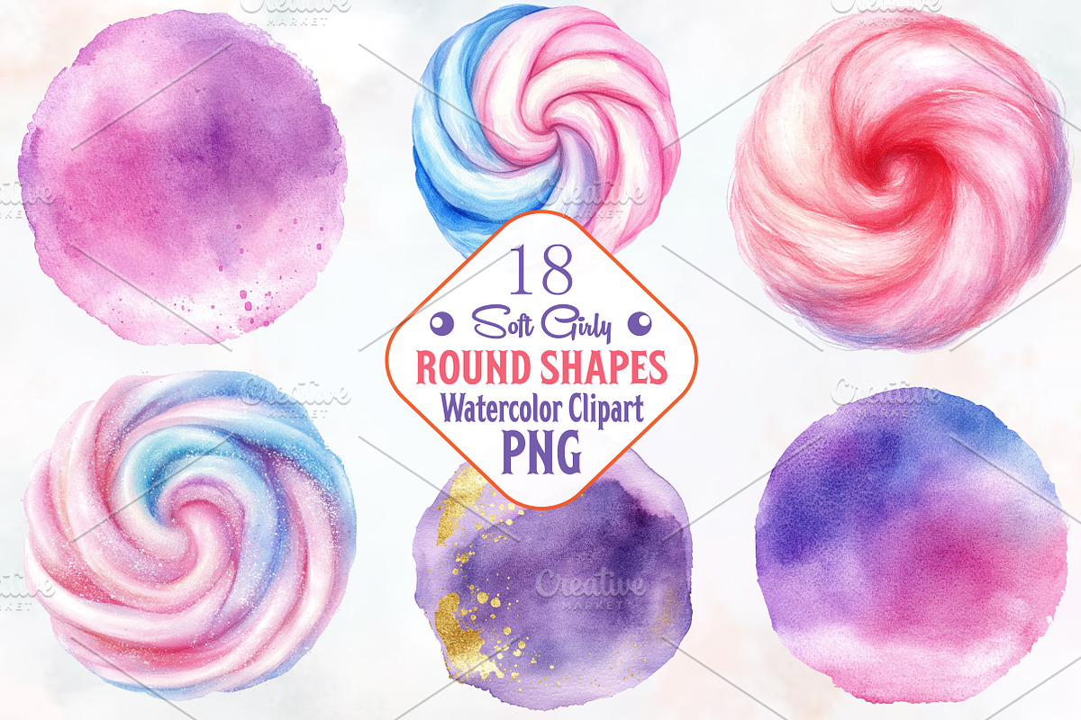 Soft Girly Round Shapes Clipart, an Illustration by RobertsArt (Photo 1 of 7)