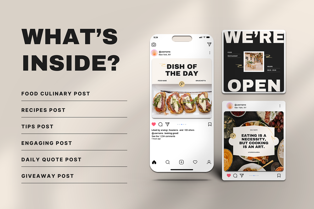 120 Food Instagram Template Canva, a Social Media Template by Branding Victory STD (Photo 2 of 9)