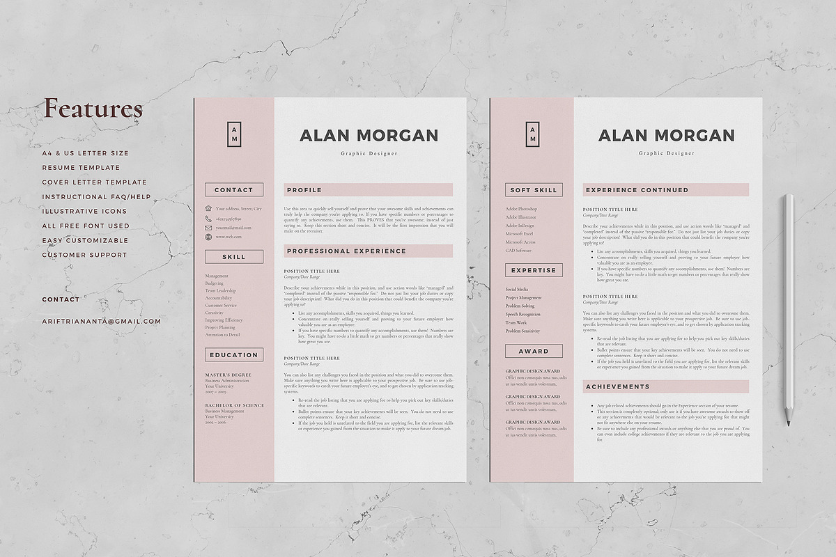 Resume Template 4 Page - Rose, a Resume Template by Aprilea (Photo 2 of 6)