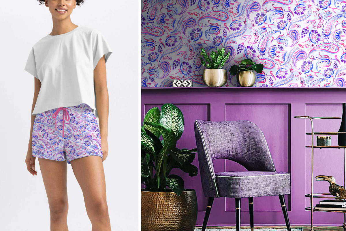 Boho Purple Ethnic Paisley Pattern, a Pattern Graphic by Gullenda (Photo 6 of 6)