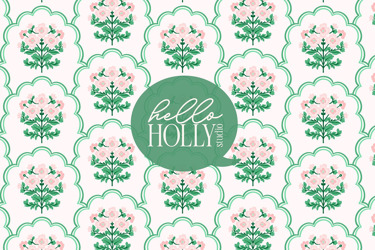 Pink Floral Grand Millennial Pattern, a Pattern Graphic by Hello Holly Studio (Photo 1 of 10)