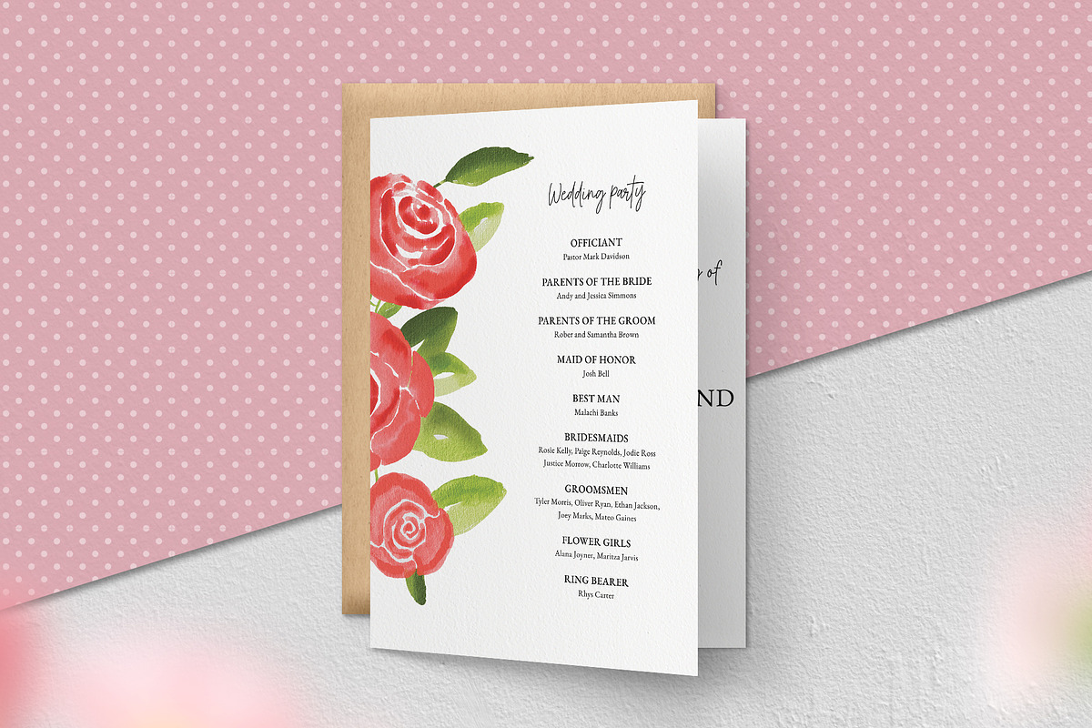 Red Rose Floral Wedding Program, an Invitation Template by Beyond Muse (Photo 4 of 4)