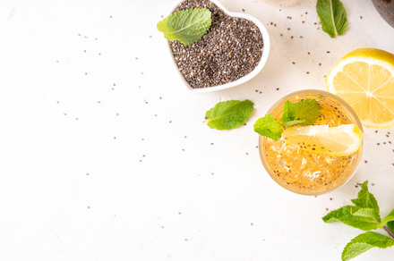 Iced chia seeds tea or lemonade