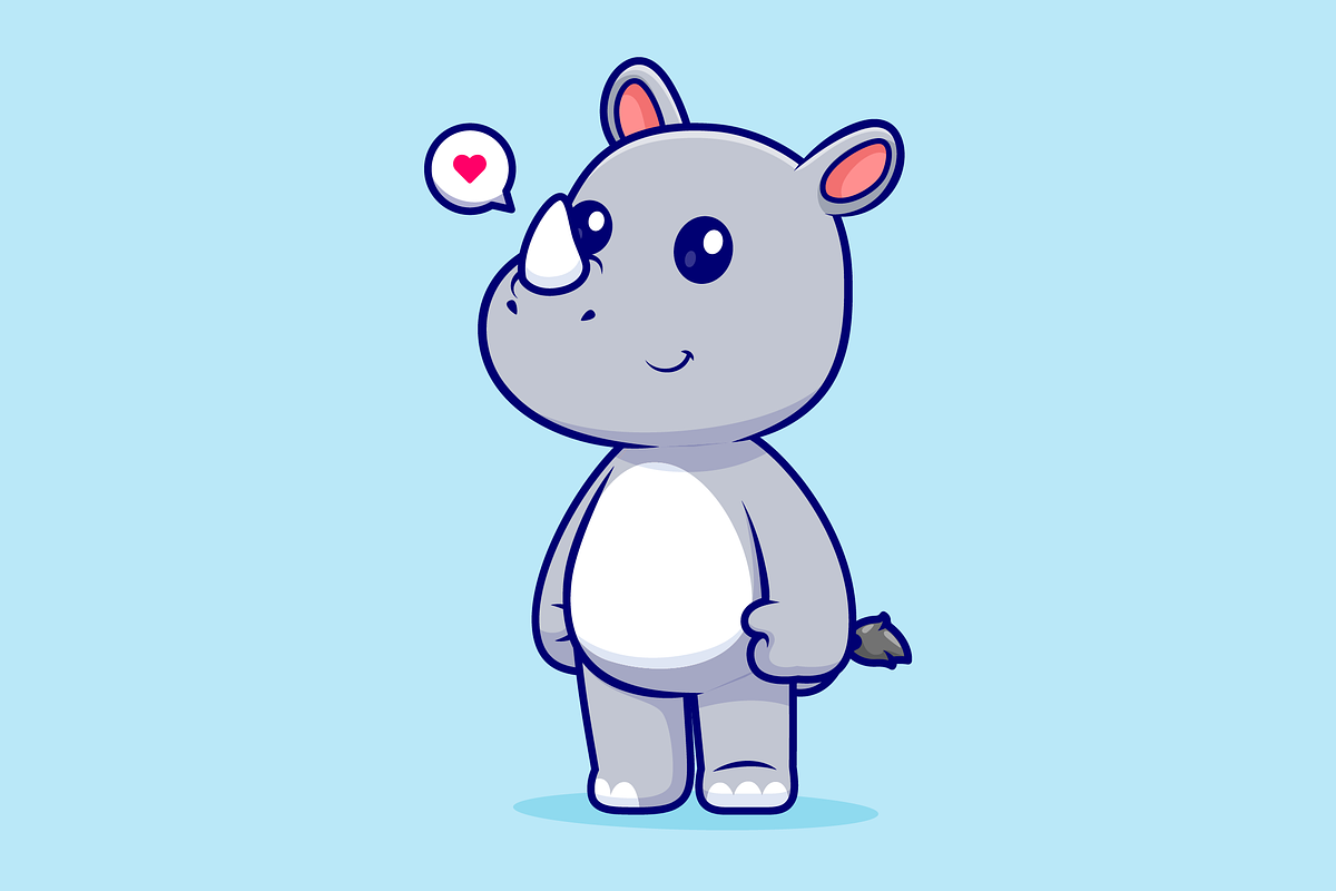 Cute Rhino Standing Cartoon, an Animal Illustration by Catalyst Labs (Photo 1 of 3)