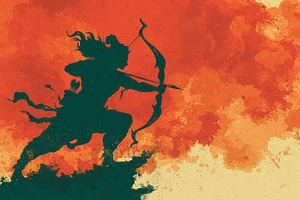Lord Rama Warrior Silhouette Running with Bow and Arrow Against, a Person Photo by José Manuel Gelpi