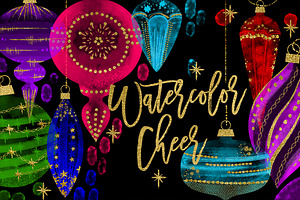 Watercolor Cheer Christmas Ornaments