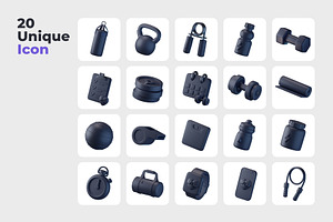 Fitness And Gym 3D Icons