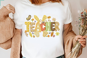Faux Yarn Easter Teacher Png, an Illustration by Designking