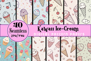 Kawaii Ice-Cream Digital Papers, an Arts & Entertainment Photo by Wow Magic