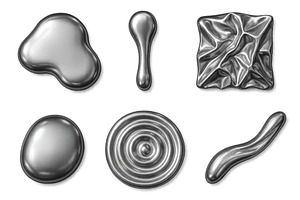 Various metallic shapes displayed on, an Illustration by ZinetroN