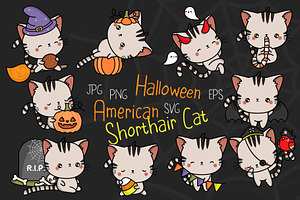 Halloween Cute Cat Illustrations